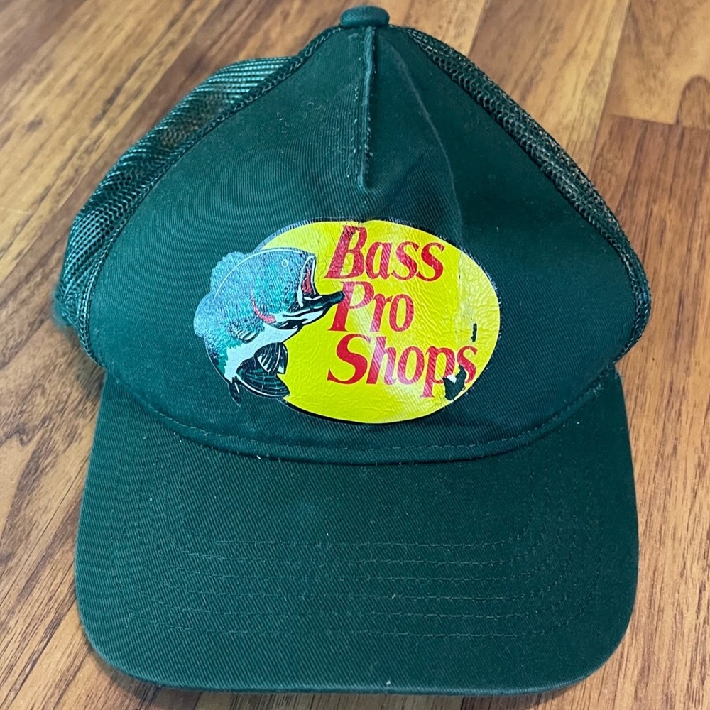 Bass Pro Shops Trucker Hat Mens OSFM Mesh Back Snapback Green Fishing Cap